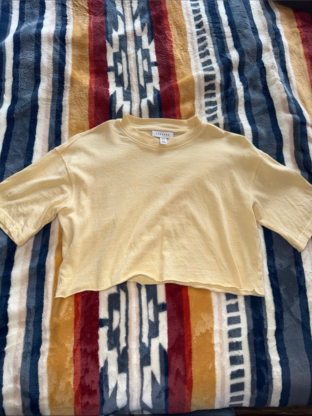 Topshop Soft Yellow Boxy Crop Tee